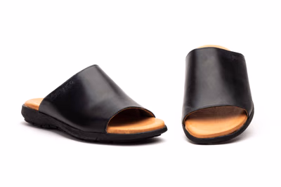 Sandalias Hombre Piel Negro Pala