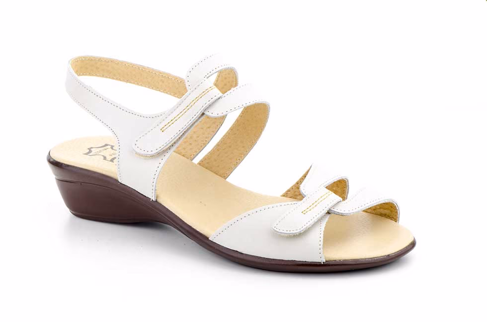 Sandalias Vaquetillas Mujer Piel Beig Cuña