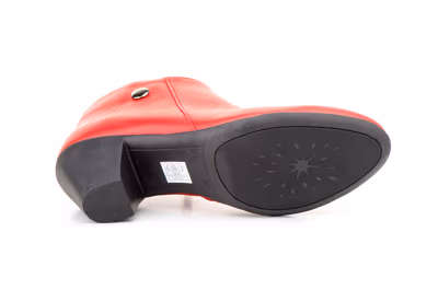 Botines Mujer Piel Rojo Tacón Cremallera - 2