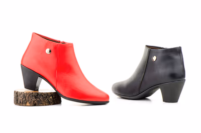 Botines Mujer Piel Rojo Tacón Cremallera - 7