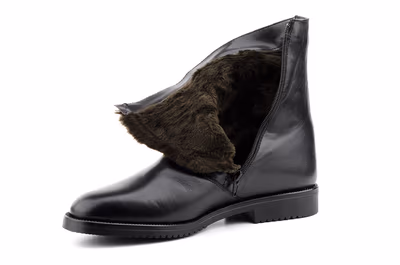 Botines Hombre Piel Negro Cremallera Boreguillo Pelo - 5