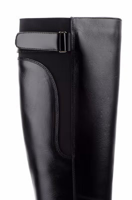 Botas Mujer Piel Negro Elástico Correa Hebilla - 4