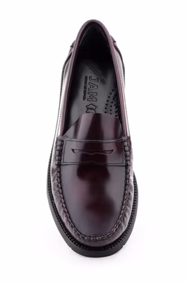 Zapatos Hombre Piel Burdeos Castellano Suela de Goma Cosida - 4