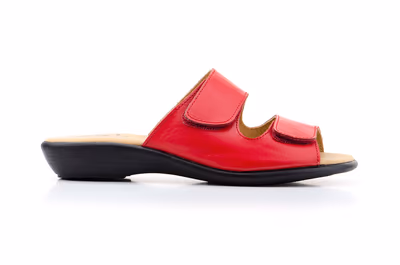 Sandalias Mujer Piel Rojo Cuña - 2