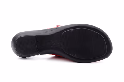 Sandalias Mujer Piel Rojo Cuña - 3