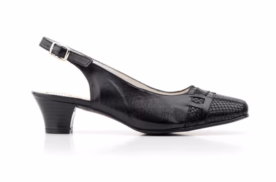 Zapatos Mujer Piel Negro Serpiente Hebilla Tacón Anchos Especial - 2