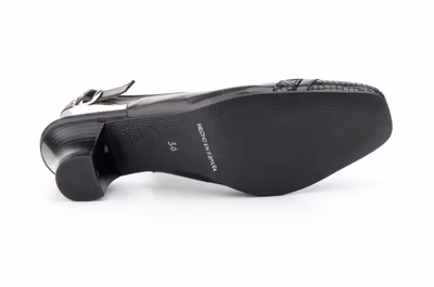 Zapatos Mujer Piel Negro Serpiente Hebilla Tacón Anchos Especial - 3