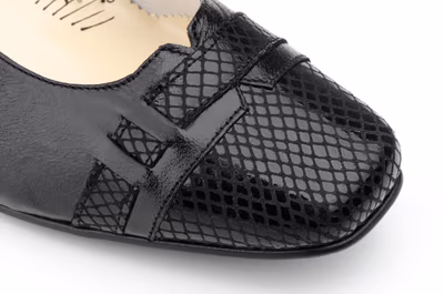 Zapatos Mujer Piel Negro Serpiente Hebilla Tacón Anchos Especial - 5