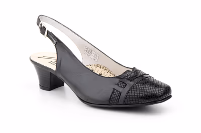 Zapatos Mujer Piel Negro Serpiente Hebilla Tacón Anchos Especial