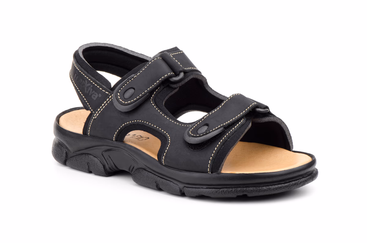 Sandalias Californianas Bio Hombre Piel Negro Morxiva