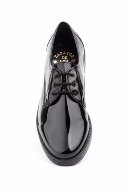 Zapatos Hombre Charol Negro Cordones - 4