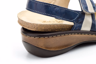 Sandalias Mujer Piel Marino Platino Planta Extraible Antideslizante Cosido - 4