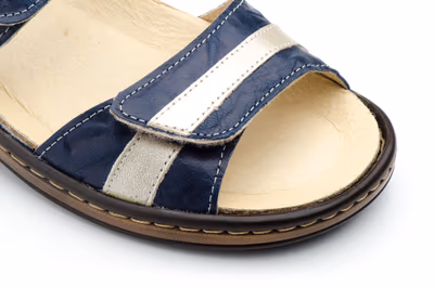 Sandalias Mujer Piel Marino Platino Planta Extraible Antideslizante Cosido - 5