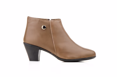 Botines Mujer Piel Taupe Tacón Cremallera - 3