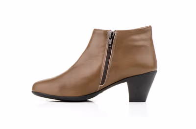 Botines Mujer Piel Taupe Tacón Cremallera - 4