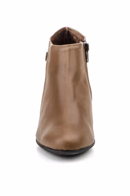 Botines Mujer Piel Taupe Tacón Cremallera - 5