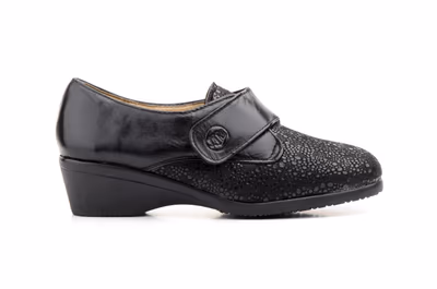 Zapatos Mujer Piel Negro Licra Comodon Cuña - 2