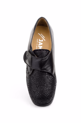 Zapatos Mujer Piel Negro Licra Comodon Cuña - 4