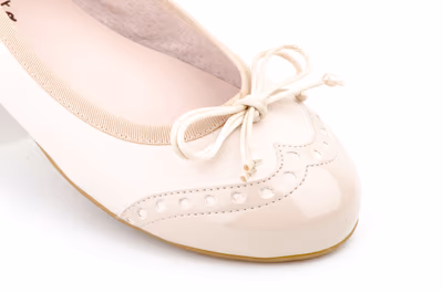 Francesitas Bailarinas Mujer Piel Beige Charol Lazo - 4