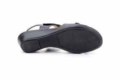 Sandalias Vaquetillas Mujer Piel Marino Plomo Cuña - 2