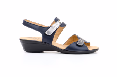 Sandalias Vaquetillas Mujer Piel Marino Plomo Cuña - 3