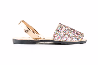 Menorquinas Ibicencas Mujer Glliter Piel Multi Pala Acolchada - 3