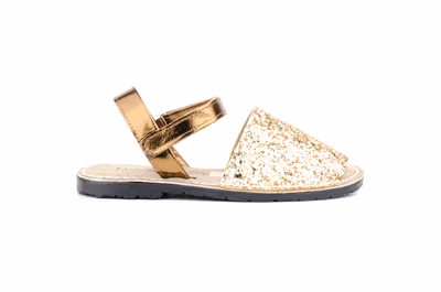 Avarcas Menorquinas Niña Glitter Oro Acolchadas - 3