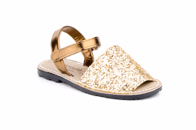 Avarcas Menorquinas Niña Glitter Oro Acolchadas