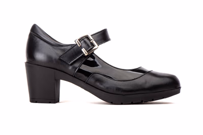 Women's Mary Jane Shoes Black Leather and Patent Heel Buckle Elastic JAM ref. 5023 - 3