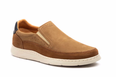 Men's Casual Shoe Nubuck Leather Taupe Elastic Route 83 ref. R83-2605 - 2
