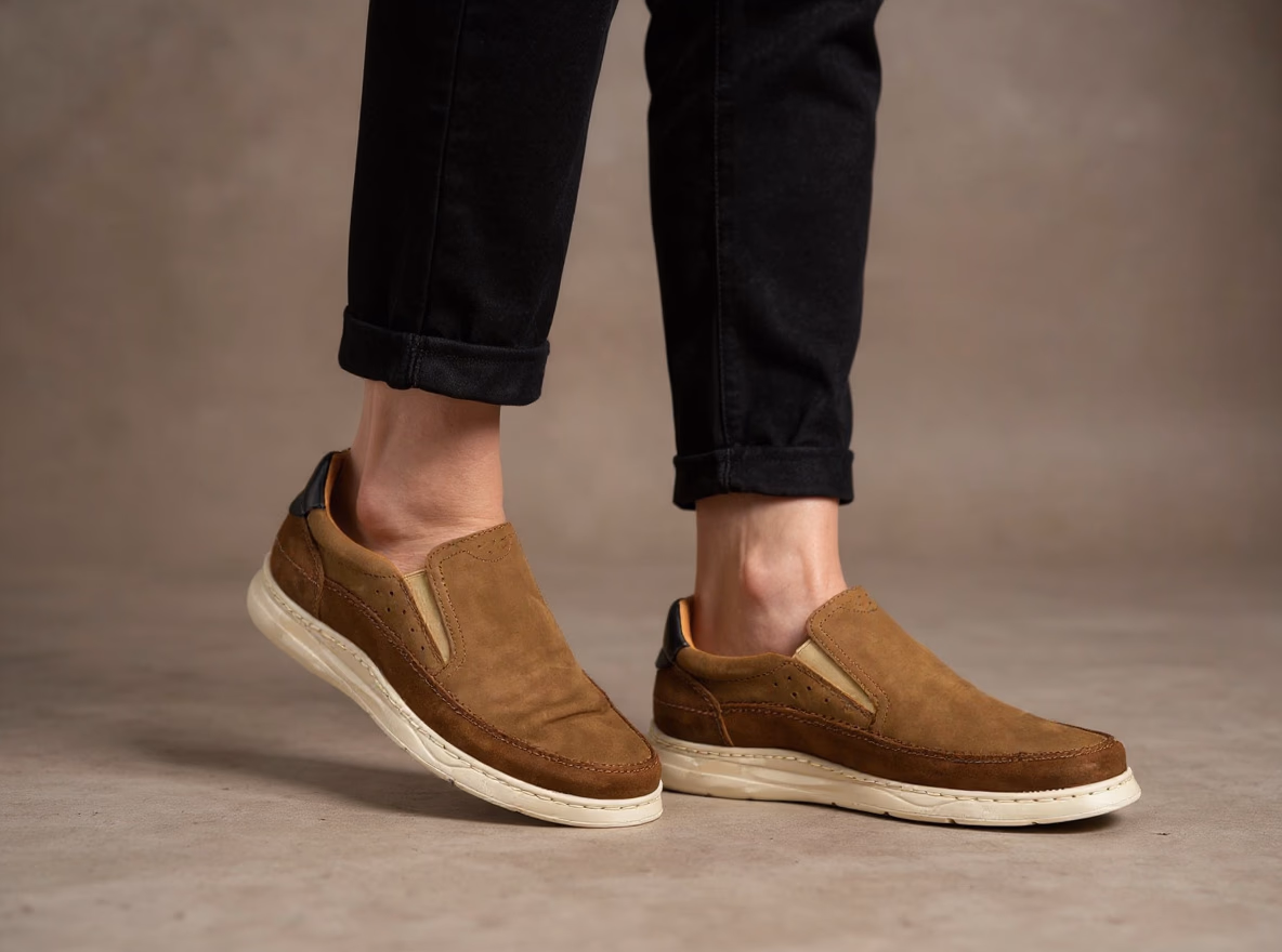 Men's Casual Shoe Nubuck Leather Taupe Elastic Route 83 ref. R83-2605 - 8