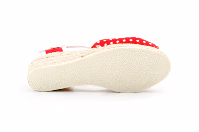 Yute Mujer Lona Rojo Hebilla Lunares Cuña - 2