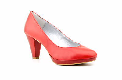 Zapatos Mujer Piel Rojo Tacón Plataforma Salón