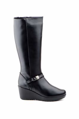 Botas Mujer Piel Negro Cuña - 2