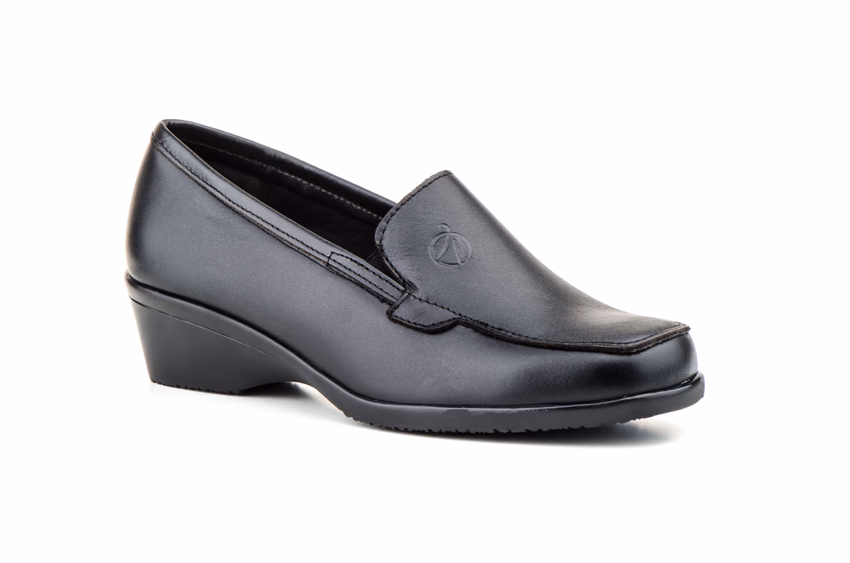 Zapato Mujer Piel Negro Cuña