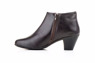 Botines Mujer Piel Marrón Tacón Cremallera - 4