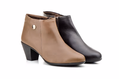 Botines Mujer Piel Marrón Tacón Cremallera - 5