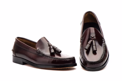 Zapatos Hombre Piel Burdeos Suela de Cuero Castelanos