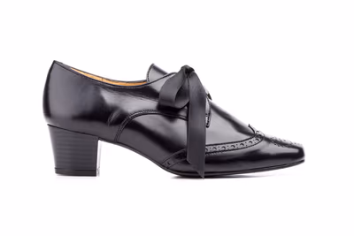 Zapatos Mujer Piel Negro Lazo - 3
