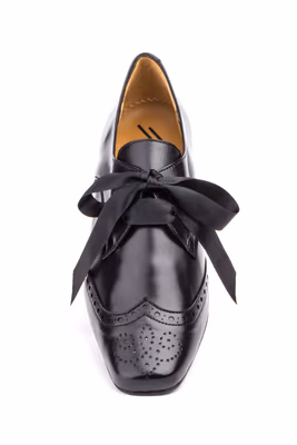 Zapatos Mujer Piel Negro Lazo - 4