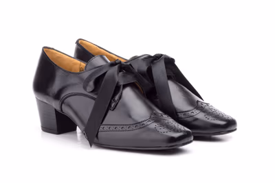 Zapatos Mujer Piel Negro Lazo - 5