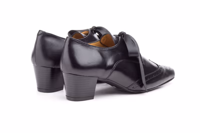 Zapatos Mujer Piel Negro Lazo - 7