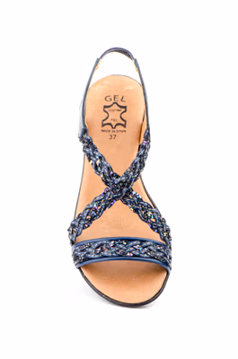 Sandalias Mujer Piel Marino Glitter Planta GEL - 4