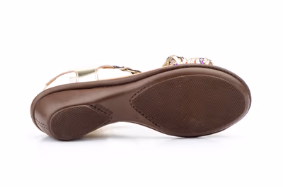 Sandalias Mujer Piel Platino Oro Glitter Planta GEL - 2