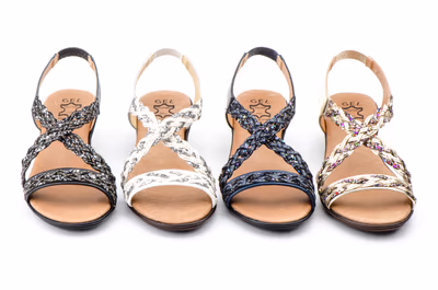 Sandalias Mujer Piel Platino Oro Glitter Planta GEL - 7