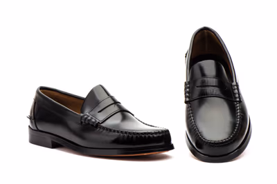 Zapatos Hombre Piel Negro Suela de Cuero Castellanos