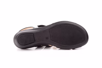 Sandalias Mujer Piel Negro Plata Plnata GEL - 2