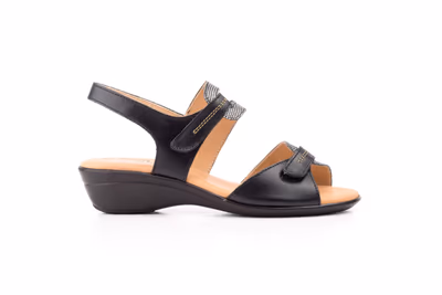 Sandalias Mujer Piel Negro Plata Plnata GEL - 3