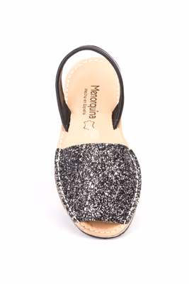 Menorquinas Ibicencas Mujer Glitter Plata Negro Planta Acolchada - 4