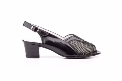 Zapatos Mujer Piel Negro Licra Tacón - 3